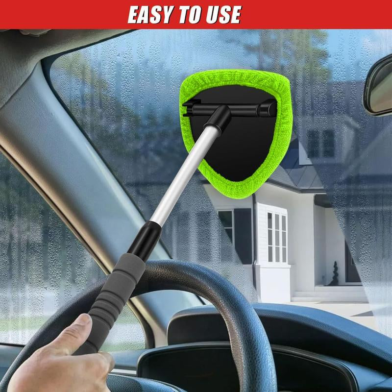 Ultimate 9-Piece Car Window Cleaning Kit - Includes Extendable Handle, Microfiber Pads, Air Vent Brush & Spray Bottle for Perfect Shine!
