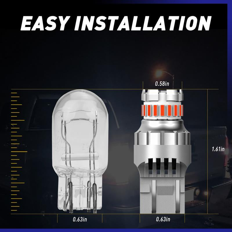 AUTOONE Red LED Strobe Tail Brake Light Bulb, Blinking CANBUS Ready 7440/7443 or 3156/3157 LED Flashing Stop Bulbs (Not Universal), 2800LM 300% Brighter Plug and Play,For Backup Light Tail Light Brake Light Turn Signal Light Parking Light, Pack of 2