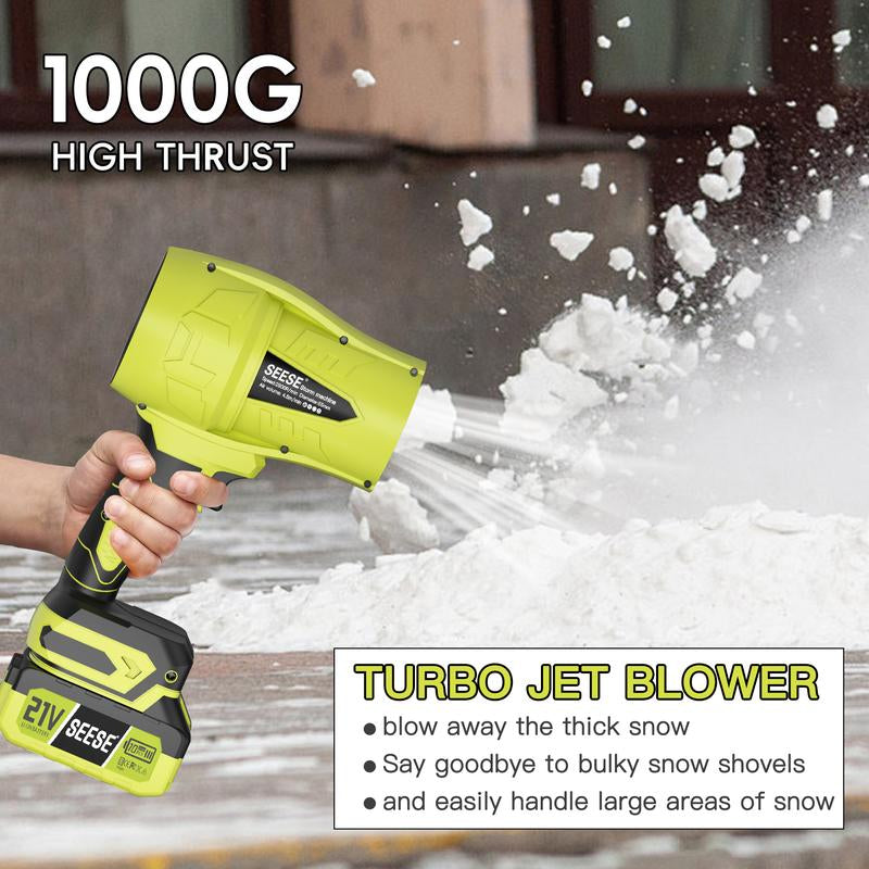 SEESE Cordless Leaf Blower - Powerful Brushless Motor & Battery-Operated Turbo Fan for Efficient Car Drying, Snow Removal, and More!