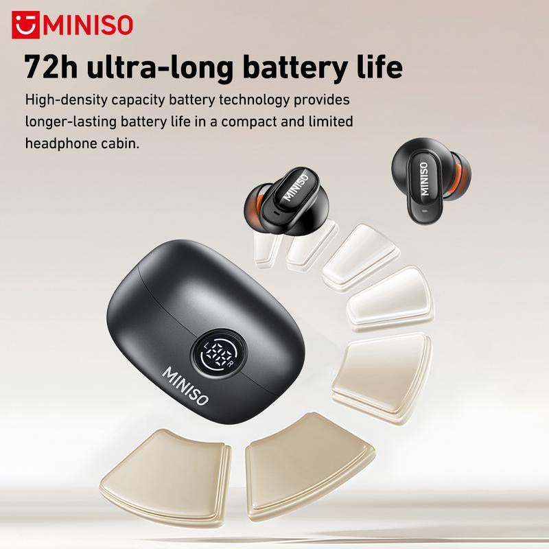 MINISO MS105 Waterproof Wireless Earbuds - Bluetooth 6.0 Earphones for Office, Sports, and Gaming with Built-In Microphone
