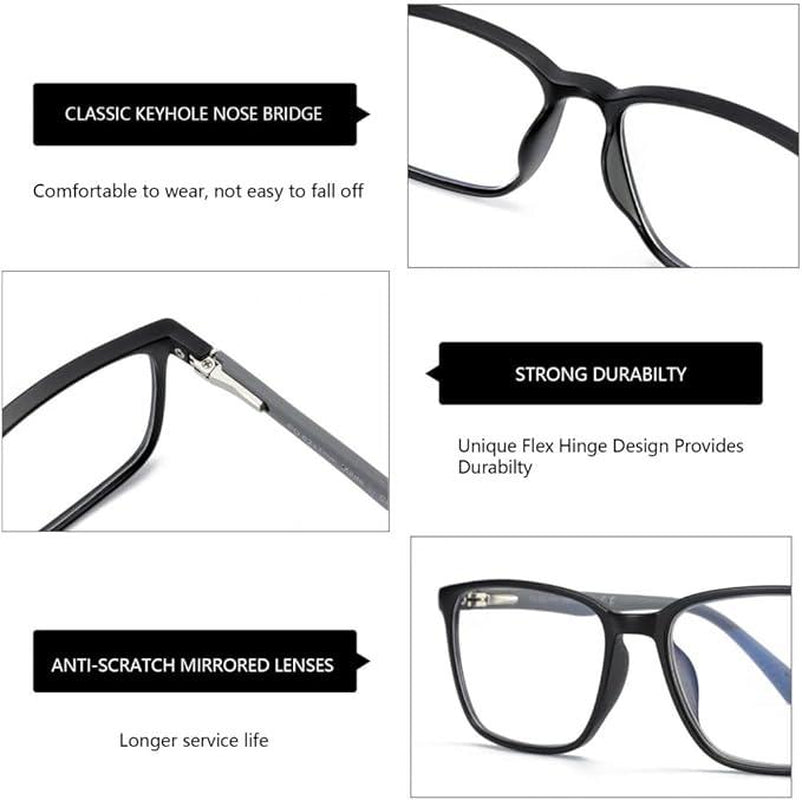 ZENOTTIC Daily Anti-Blue Light Glasses for Office Work and Gaming - High-Quality Lightweight TR90 Flexible Frame, Unisex UV400 Protection, Adjustable Clarity