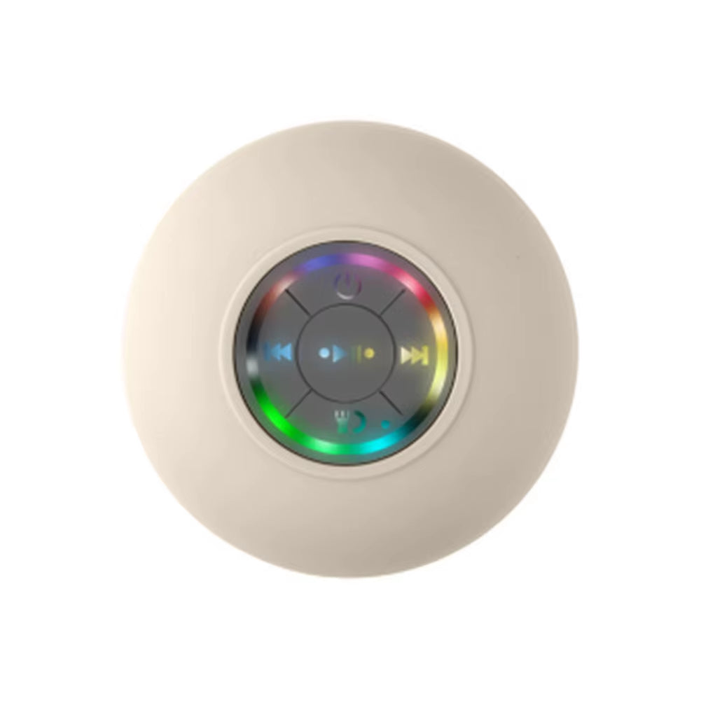 Ultimate Compact Waterproof Bluetooth Shower Speaker with RGB Lights - Suction Cup for Effortless Bathroom Enjoyment, White