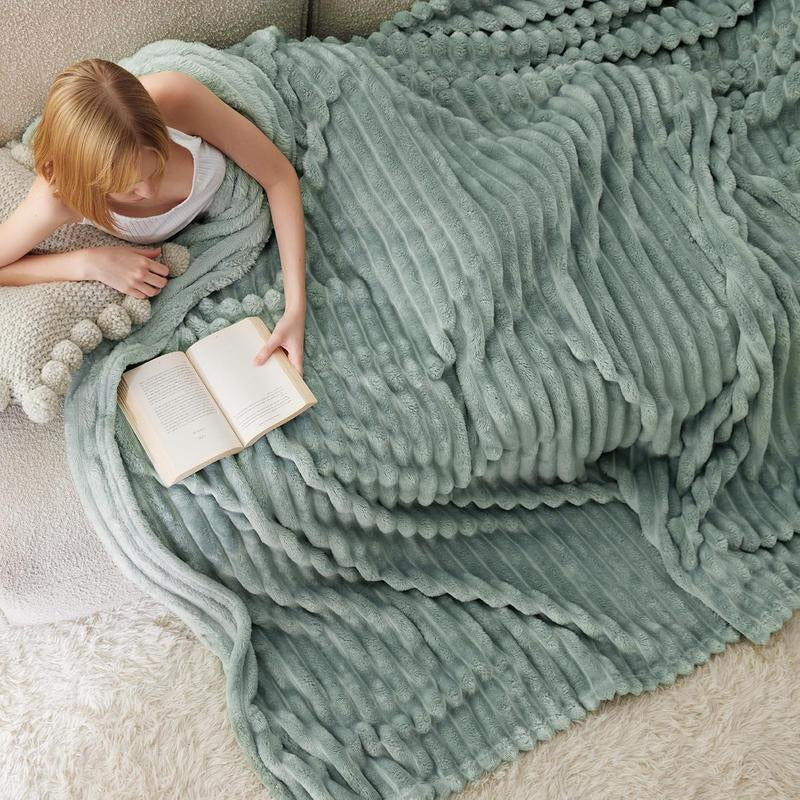 【February Stock Up】Bedsure Gentlesoft Cozy Blanket-Patio Furniture Decor,Classic Stripe Pattern, Ideal for Bed,Couch, Travel,Camping, All Seasons,Home Bedroom Decor