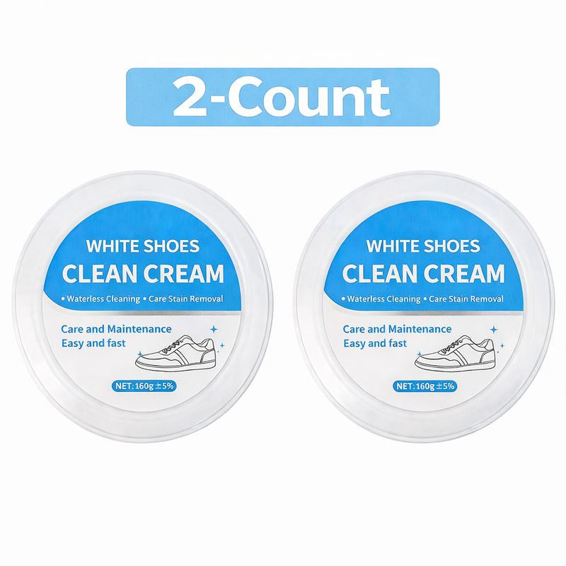 Multipurpose Eco-Friendly White Shoe Cleaner Cream – No-Wash Solid with Sponge for Effortless Stain Removal on Leather and Silicone Car Interiors