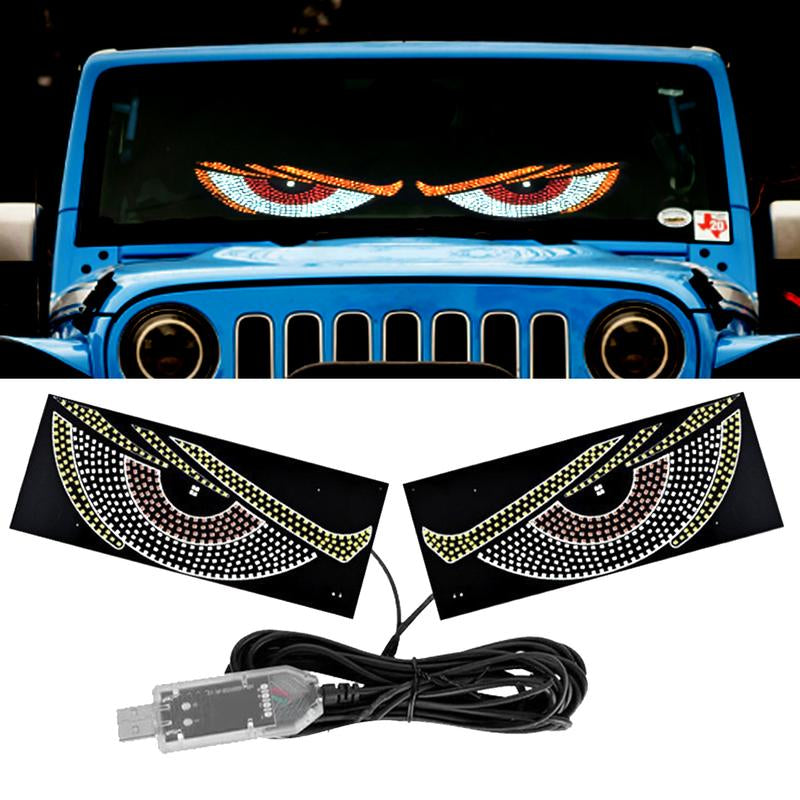 Evil Eyes LED Light for Car Windshield – USB Plug & Play Demon Eye Signal Light with 11 Modes, Adjustable Brightness, Perfect for Suvs, Trucks, Pickups & Rvs (Easy Install, No Wiring)