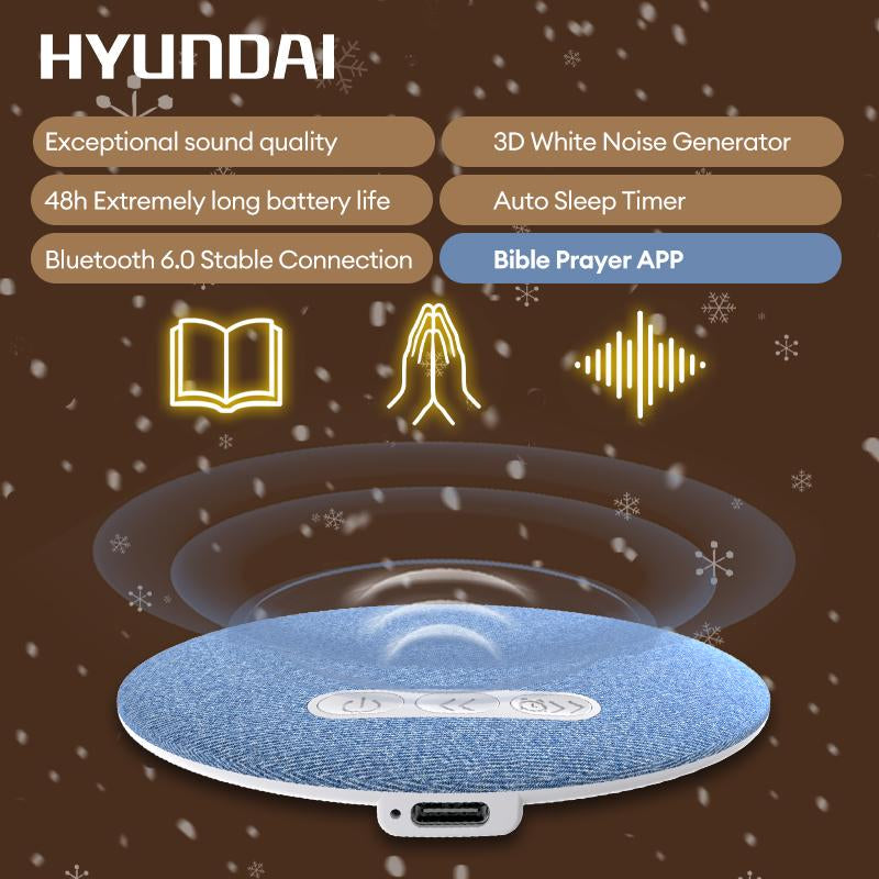 HYUNDAI S1 Ultra-Thin Bluetooth Pillow Speaker - Immerse in Soft 3D White Noise & Bedtime Music, Headphone-Free Sleep Sound with Bluetooth 6.0, Compatible with Android & iOS