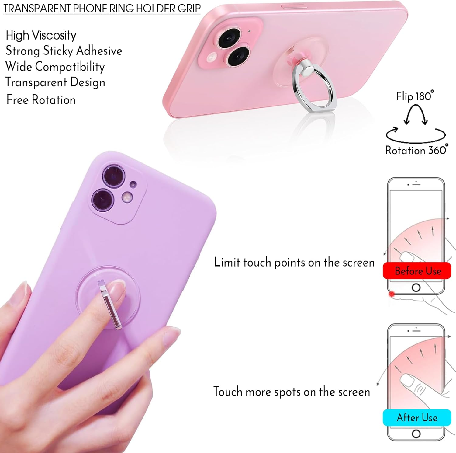 Revolutionary Double-Sided Silicone Suction Cup Phone Mount for Perfect Selfies and Videos - Effortlessly Attach to Glass, Mirrors, and More - Ideal for iPhone and Android - 3.97 Inches, White