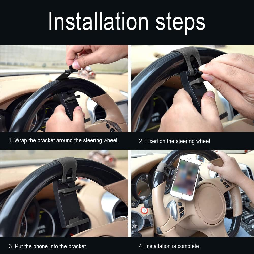 Revolutionize Your Drive with the Adjustable Car Phone Holder - Universal Steering Wheel Mount for Hands-Free Convenience!