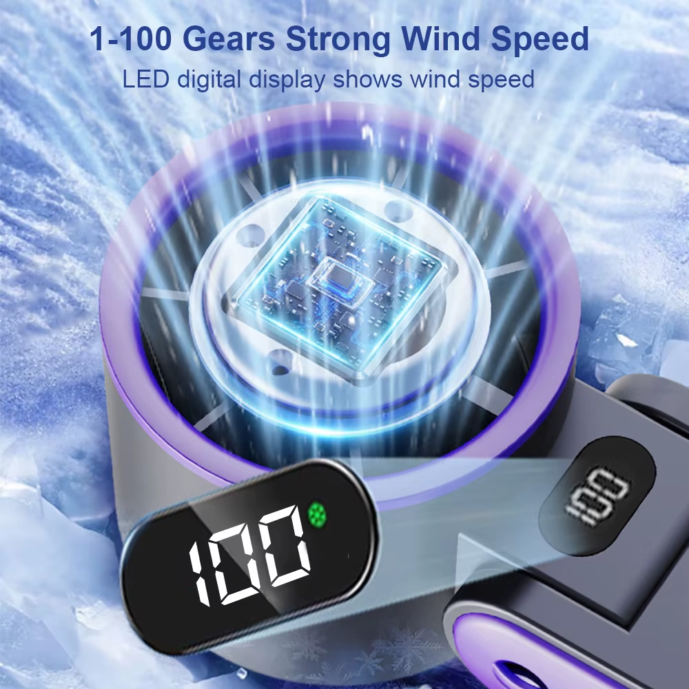 Ultimate High-Speed Rechargeable Portable Turbo Fan - 100-Level Foldable Mini Air Cooler with Long-Lasting 3600mAh Battery