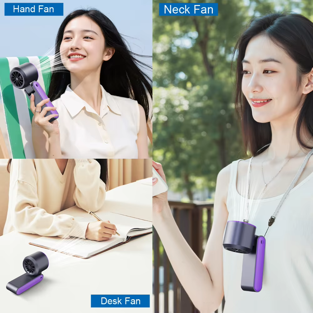 Ultimate High-Speed Rechargeable Portable Turbo Fan - 100-Level Foldable Mini Air Cooler with Long-Lasting 3600mAh Battery