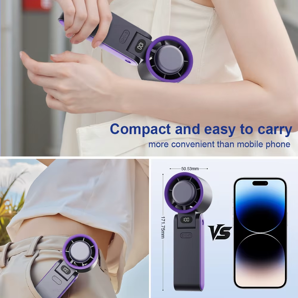 Ultimate High-Speed Rechargeable Portable Turbo Fan - 100-Level Foldable Mini Air Cooler with Long-Lasting 3600mAh Battery