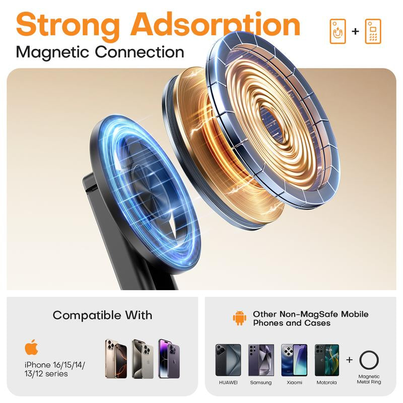 2026 Multifunctional Magnetic Mini Selfie Stick with 360° Rotation, Bluetooth Control, and Magnetic Phone Holder - Ideal for Selfies, Video Recording, and Vlogging, Extends up to 14.96 Inches, Compatible with Most Smartphones