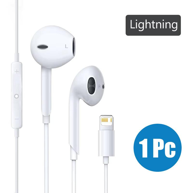Premium Comfort Wired Earbuds for iPhone - Compatible with Lightning Connector, Type C, Perfect Fit for iPhone 16/15/14/13/12/11 Pro Max