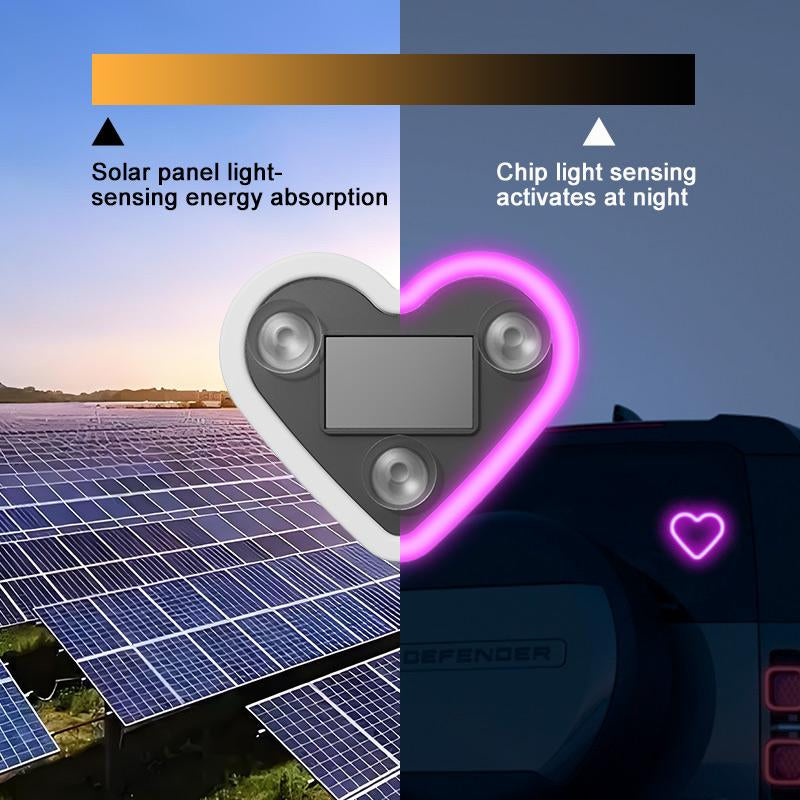 Joytutus Solar Powered LED Heart Shape C-Pillar Neon Light Eco-Friendly Wireless Car Interior Decor 9.57Mm X 8.42Mm X 15.36Mm Modern Stylish Design