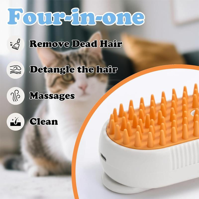 3-IN-1 Pet Steam Brush: Advanced Grooming Comb for Dogs & Cats - Effortlessly Remove Fur with Adjustable Steamy Mist!