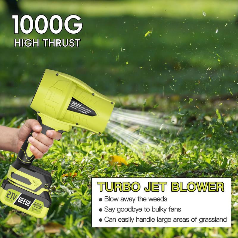 SEESE Cordless Leaf Blower - Powerful Brushless Motor & Battery-Operated Turbo Fan for Efficient Car Drying, Snow Removal, and More!