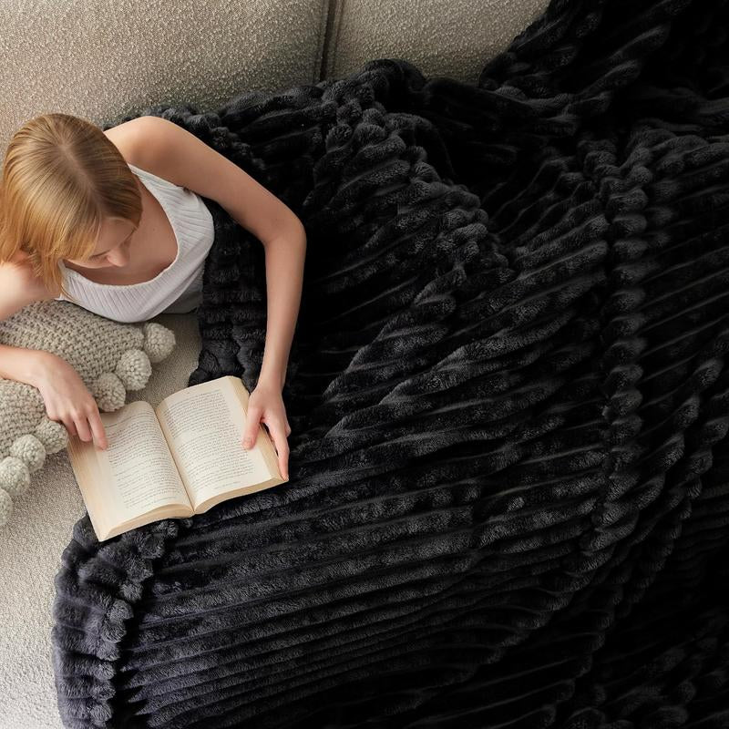 【February Stock Up】Bedsure Gentlesoft Cozy Blanket-Patio Furniture Decor,Classic Stripe Pattern, Ideal for Bed,Couch, Travel,Camping, All Seasons,Home Bedroom Decor