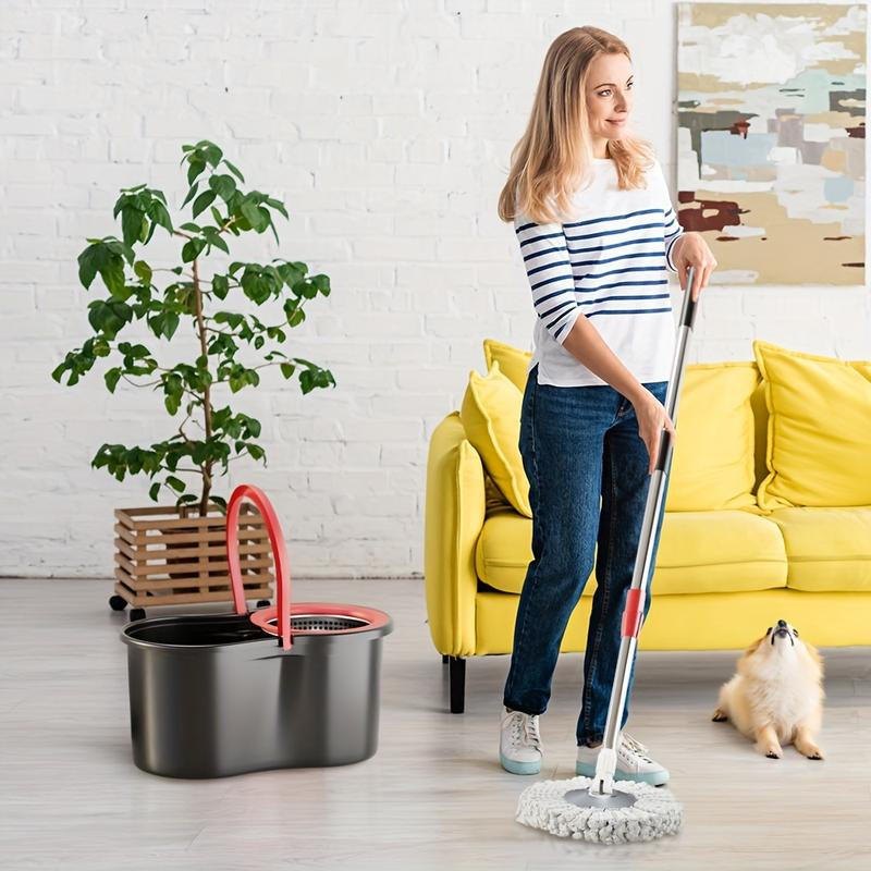 Mop and Bucket Set with 360° Rotatable Mop 3 Microfiber Heads 61-Inch Adjustable Handle Efficient Cleaning Supplies