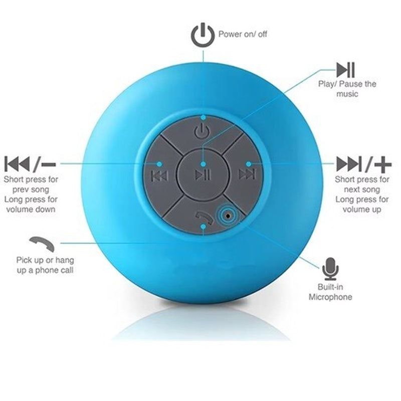 Experience Music Anywhere with the Mini Portable Bluetooth Waterproof Shower Speaker - Suction Cup & LED Light!