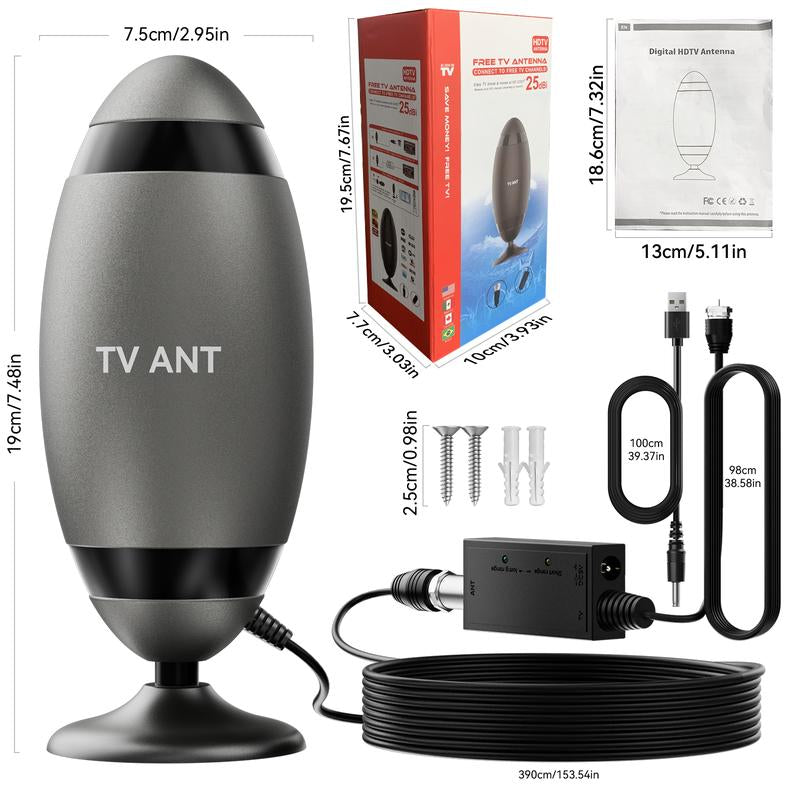 HIDB 4K HD Indoor TV Antenna with 360° Signal Amplification for Smart TVs - Long-Range Reception, Easy Installation, No Monthly Fees