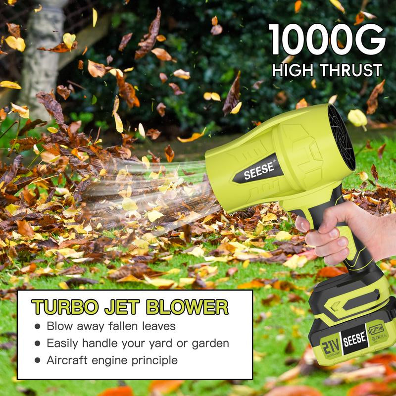 SEESE Cordless Leaf Blower - Powerful Brushless Motor & Battery-Operated Turbo Fan for Efficient Car Drying, Snow Removal, and More!