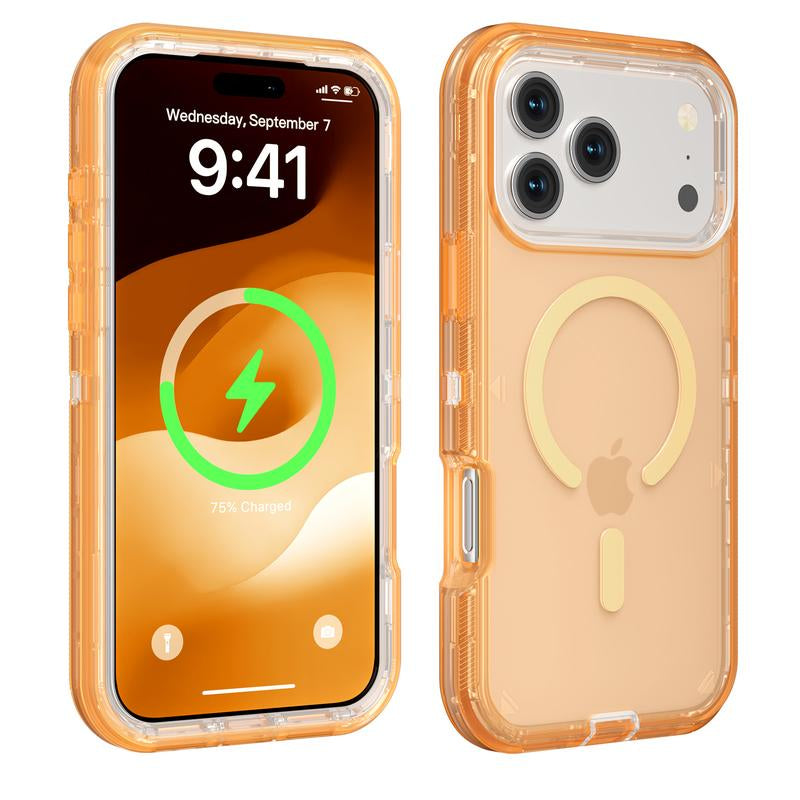 ROTUNOE 3-Layer Heavy-Duty Shockproof Case for iPhone 17 Pro Max with MagSafe Compatibility and Transparent Design