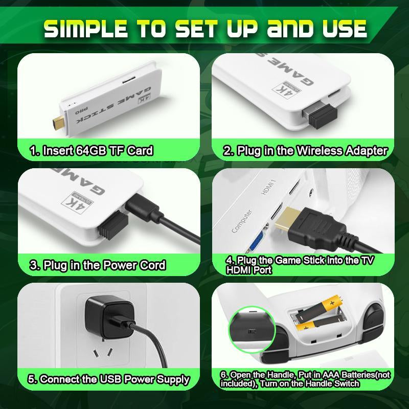 Mass Games Retro Gaming Console - 40,000+ Built-In Games, 19 Emulators, 2 Wireless Controllers, 4K Output, and 64GB SD Card - Ideal Portable Gaming System for All Ages