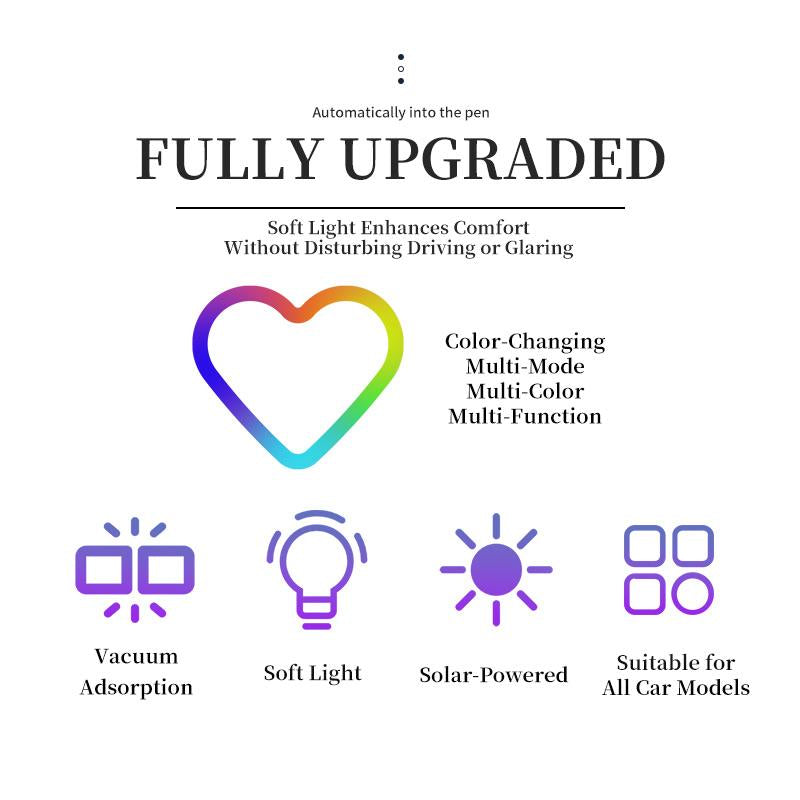 Joytutus Solar Powered LED Heart Shape C-Pillar Neon Light Eco-Friendly Wireless Car Interior Decor 9.57Mm X 8.42Mm X 15.36Mm Modern Stylish Design