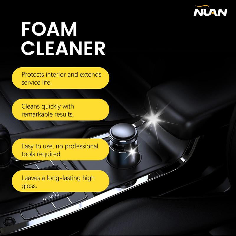 Nuan-Car Interior Foam Cleaner: Powerful All-Purpose Stain Remover for Automotive, Kitchen, and Bathroom Surfaces