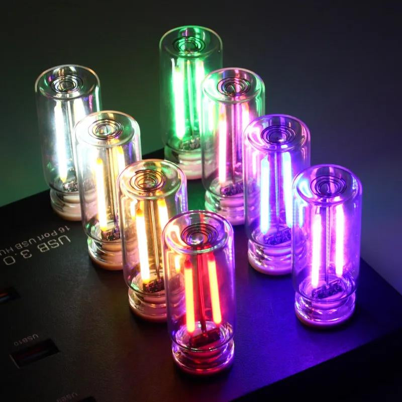 Car USB Night Light Touch Dimmable LED Filament Lamp Portable Lighting Plug and Play Decorative Atmosphere Light for Car Bedroom