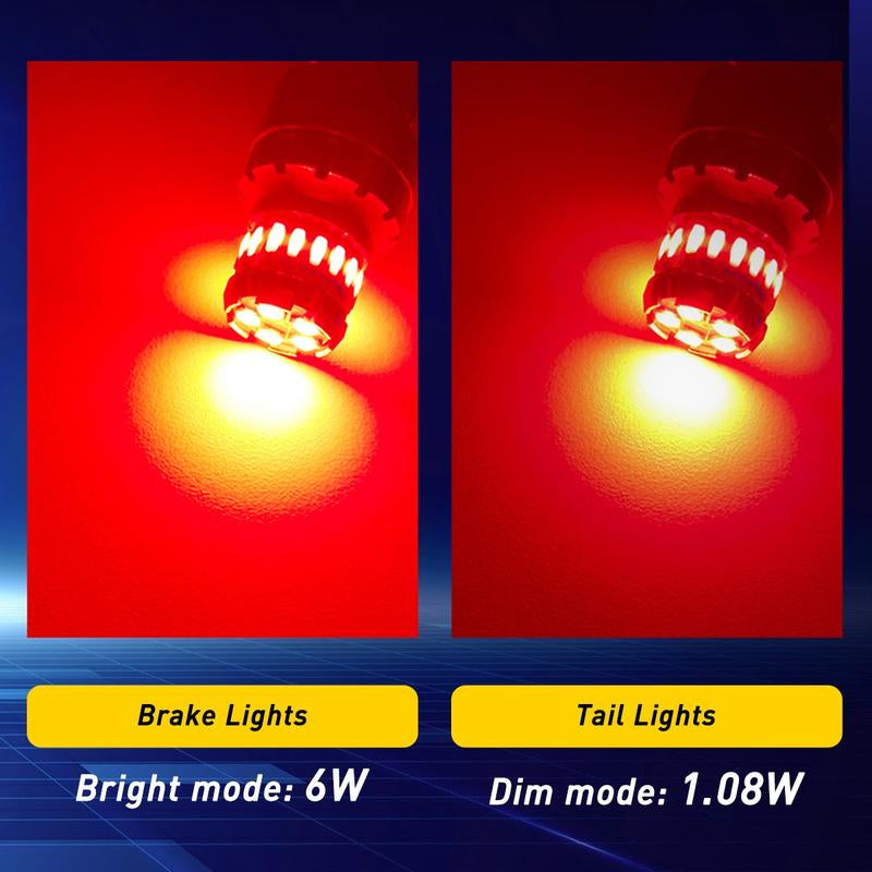 AUTOONE Red LED Strobe Tail Brake Light Bulb, Blinking CANBUS Ready 7440/7443 or 3156/3157 LED Flashing Stop Bulbs (Not Universal), 2800LM 300% Brighter Plug and Play,For Backup Light Tail Light Brake Light Turn Signal Light Parking Light, Pack of 2