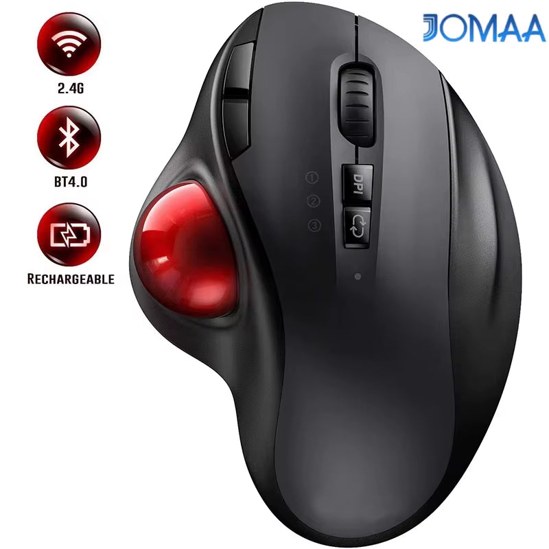 Ergonomic Wireless Trackball Mouse - 2.4G & Dual Bluetooth 4.0, Rechargeable for Mac & Windows Laptops & PCs