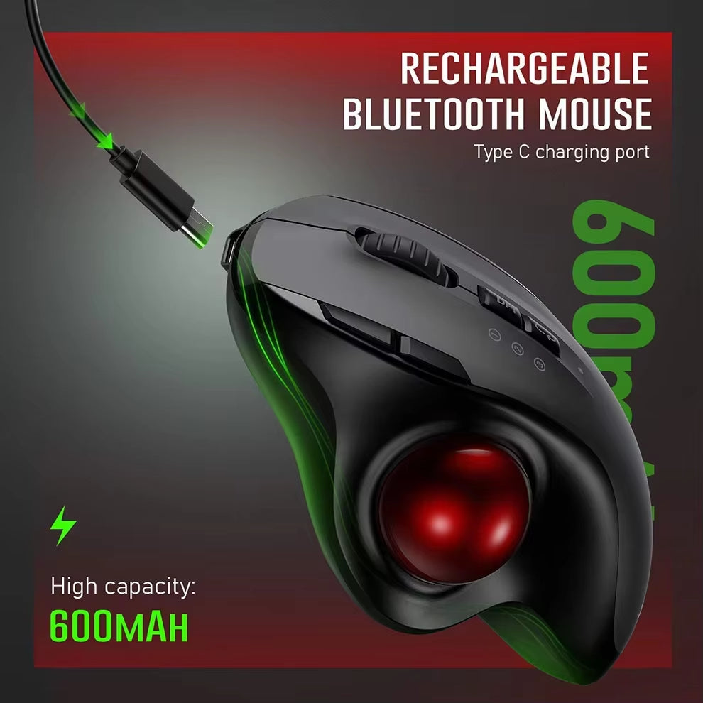 Ergonomic Wireless Trackball Mouse - 2.4G & Dual Bluetooth 4.0, Rechargeable for Mac & Windows Laptops & PCs
