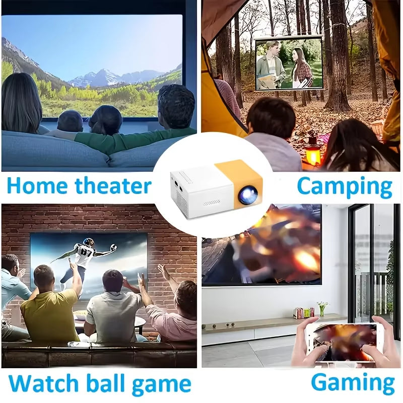 Portable Native HD Mini Projector - Perfect for Home Theater & Mobile Screen Mirroring with HDMI & USB Connectivity
