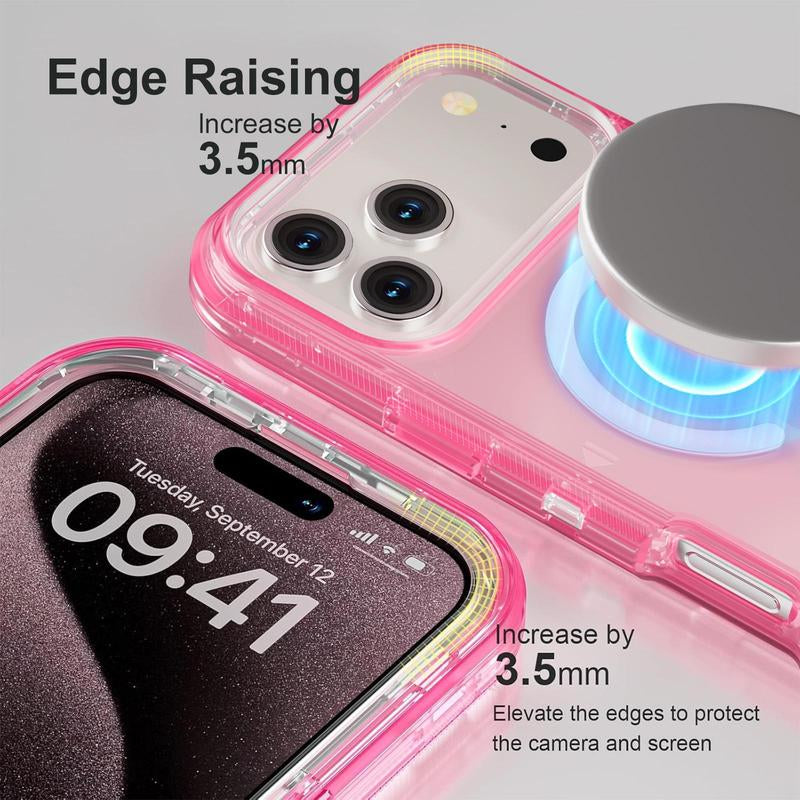 ROTUNOE 3-Layer Heavy-Duty Shockproof Case for iPhone 17 Pro Max with MagSafe Compatibility and Transparent Design