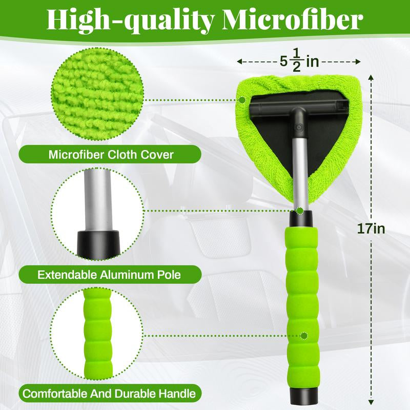Revolutionary Microfiber Car Window Cleaner with Extendable Handle & 4 Reusable Pads - Sparkling Windows Made Easy!