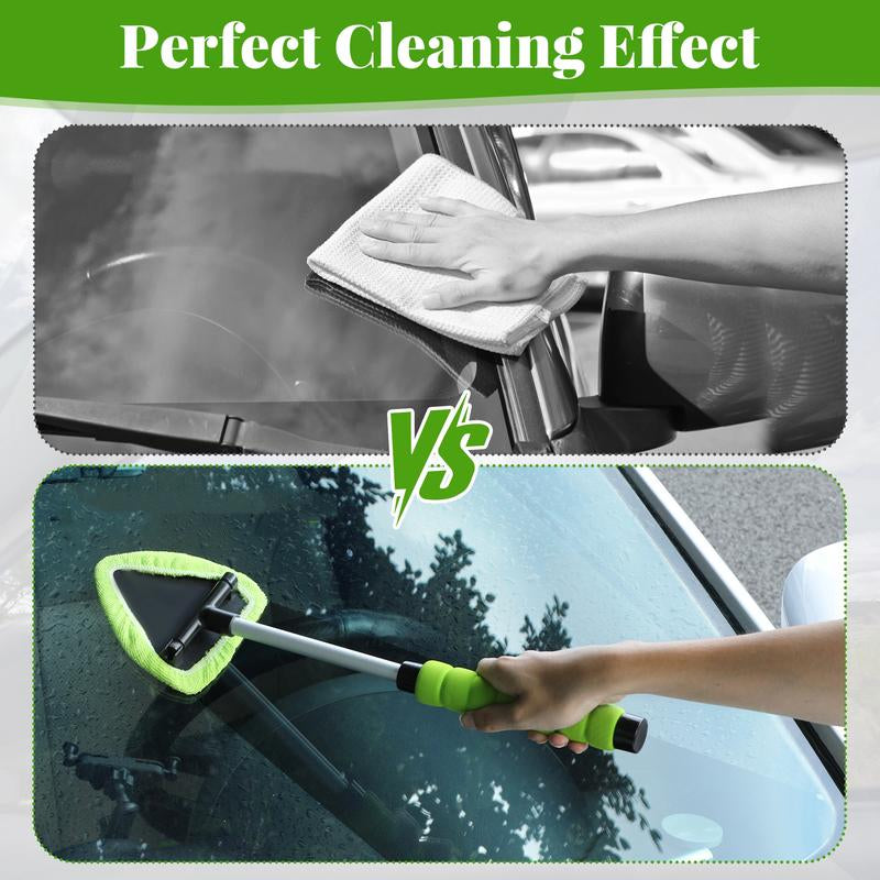 Revolutionary Microfiber Car Window Cleaner with Extendable Handle & 4 Reusable Pads - Sparkling Windows Made Easy!