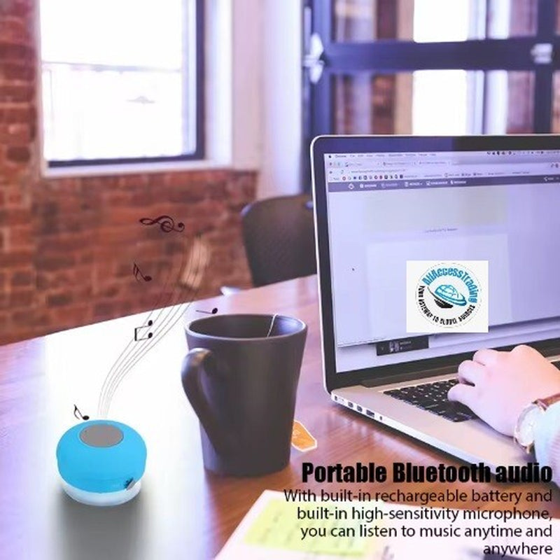 Experience Music Anywhere with the Mini Portable Bluetooth Waterproof Shower Speaker - Suction Cup & LED Light!