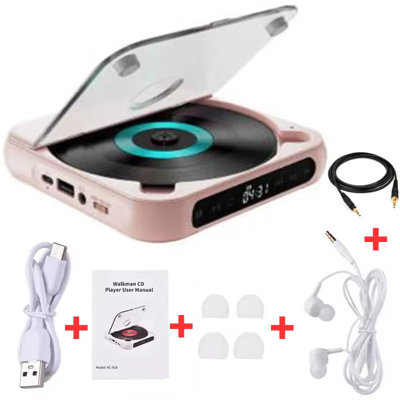 Portable Bluetooth CD Player with LCD Screen - A-B Repeat & 1200mAh Battery - Perfect for Friends, Family, and Students!