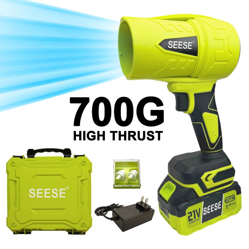 SEESE Cordless Leaf Blower - Powerful Brushless Motor & Battery-Operated Turbo Fan for Efficient Car Drying, Snow Removal, and More!