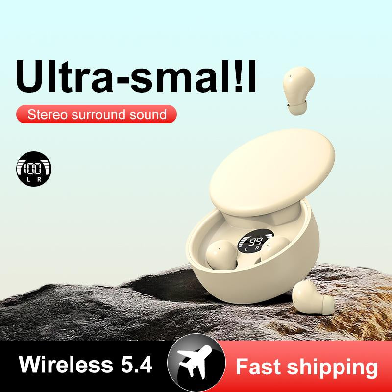 MSHUKCOE True Wireless Mini Invisible Bluetooth 5.4 Earbuds - Noise Cancelling, Sport-Ready, and Perfect for Gaming!