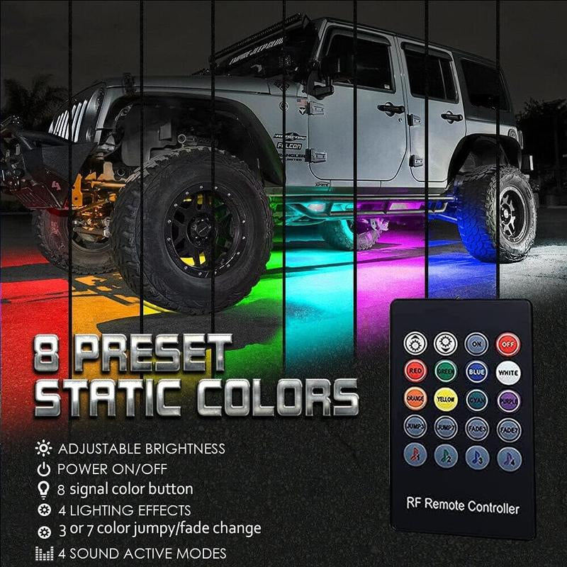 DIBMS 4 PCS Universal Underglow LED Lights Kit for Car with APP & Remote Control, RGB Multicolor Modes, Music Sync, Waterproof Light Bar, Exterior Neon Accent Underbody LED Lighting Kit Singing Lights Cars Underglow Neon Tubes