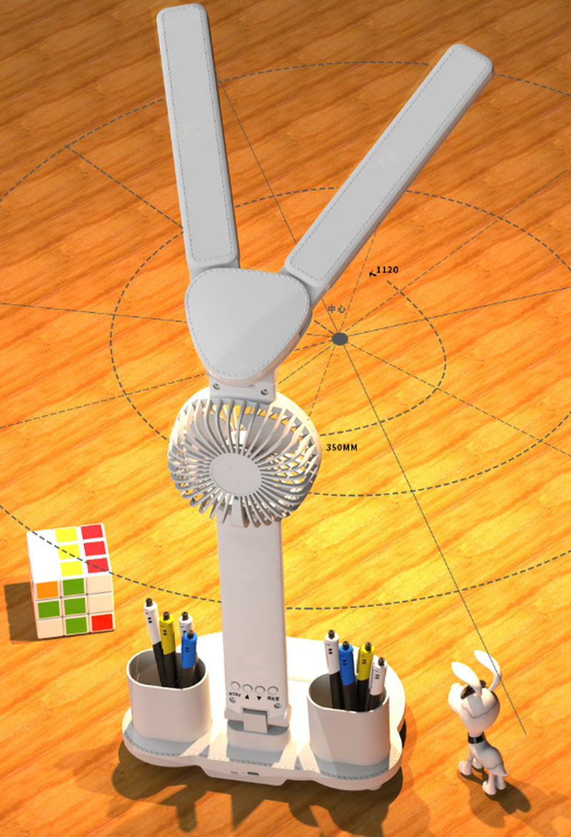 Transform Your Workspace with the Foldable LED Table Light: A Multifunctional Desk Lamp with Thermometer, Calendar, Fan, and Pen Holder
