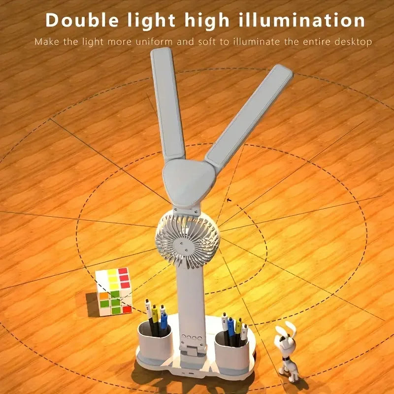 Transform Your Workspace with the Foldable LED Table Light: A Multifunctional Desk Lamp with Thermometer, Calendar, Fan, and Pen Holder