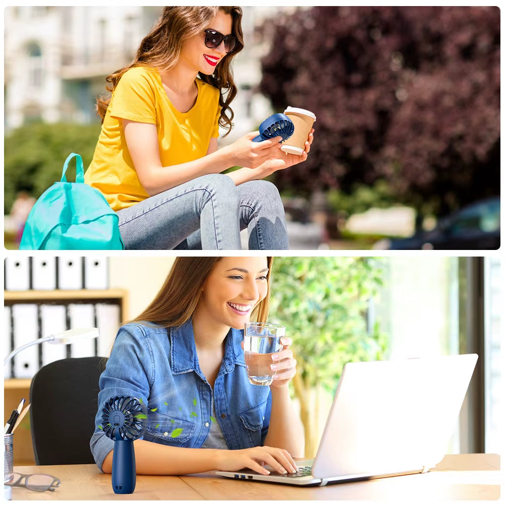 Rechargeable Mini USB Electric Fan - 1800mAh Portable Outdoor Fan with 3 Speeds for Camping and Travel