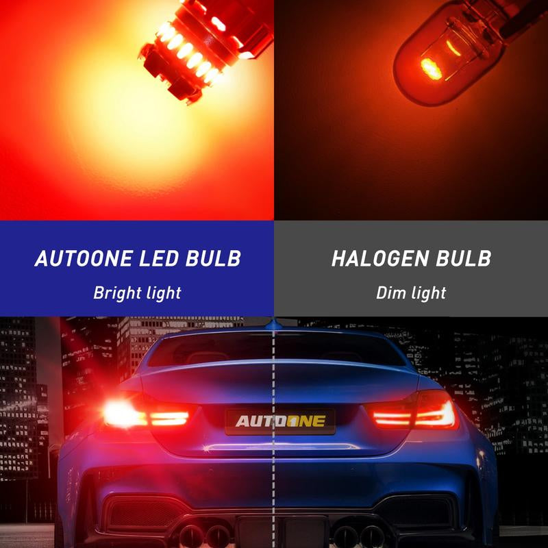 AUTOONE Red LED Strobe Tail Brake Light Bulb, Blinking CANBUS Ready 7440/7443 or 3156/3157 LED Flashing Stop Bulbs (Not Universal), 2800LM 300% Brighter Plug and Play,For Backup Light Tail Light Brake Light Turn Signal Light Parking Light, Pack of 2
