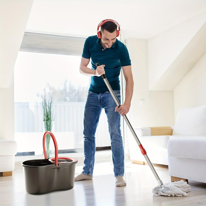 Mop and Bucket Set with 360° Rotatable Mop 3 Microfiber Heads 61-Inch Adjustable Handle Efficient Cleaning Supplies