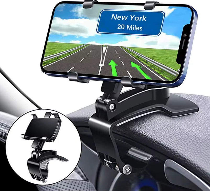 360° Rotatable Multi-Function Car Phone Holder - Dashboard & Mirror Clip for Ultimate Convenience