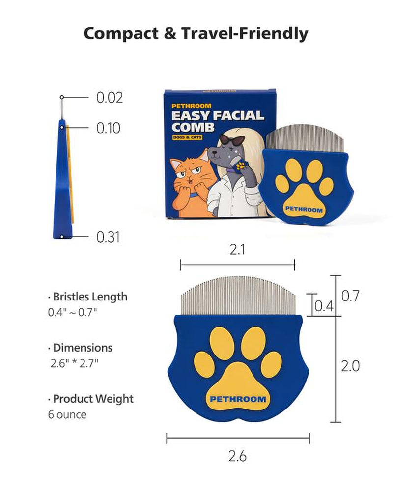 PETHROOM Pet Eye Comb - Easy Facial Grooming Tool for Cats and Dogs