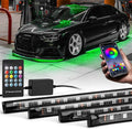 DIBMS 4 PCS Universal Underglow LED Lights Kit for Car with APP & Remote Control, RGB Multicolor Modes, Music Sync, Waterproof Light Bar, Exterior Neon Accent Underbody LED Lighting Kit Singing Lights Cars Underglow Neon Tubes